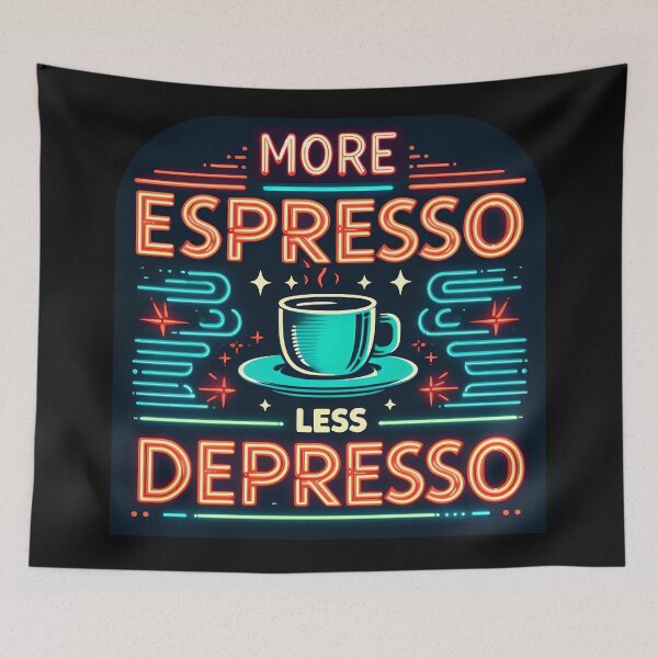 Item preview, More Expresso Less Depresso , typography, retro designed and sold by maxmaj.