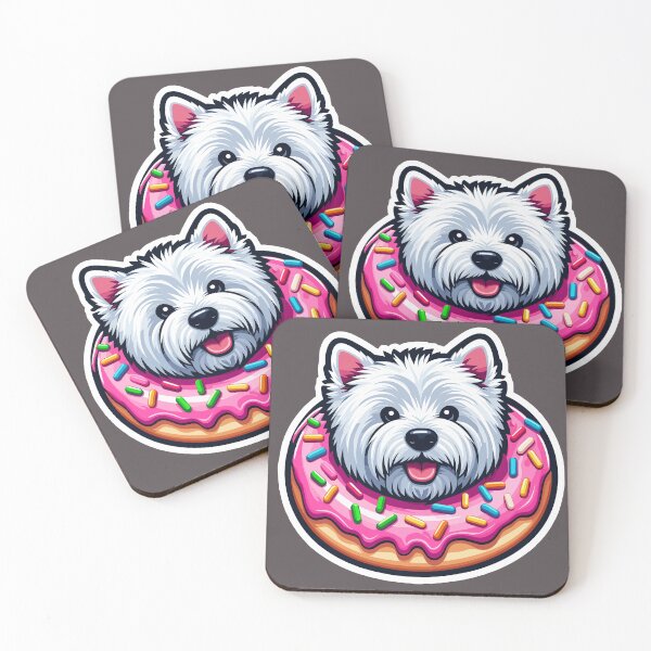 Item preview, West Highland Terrier Cute Westie Kawaii Dog Donut Puppy Dog Art  designed and sold by Elarex.