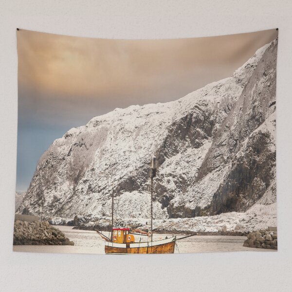 Item preview, An old nordic fishingboat in a safe port  designed and sold by GryThunes.