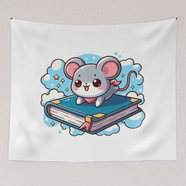 Item preview, Cute mouse flying on a book designed and sold by Culmika.