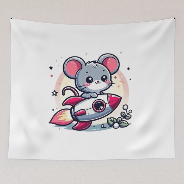 Item preview, Cute mouse flying on rocket  designed and sold by Culmika.