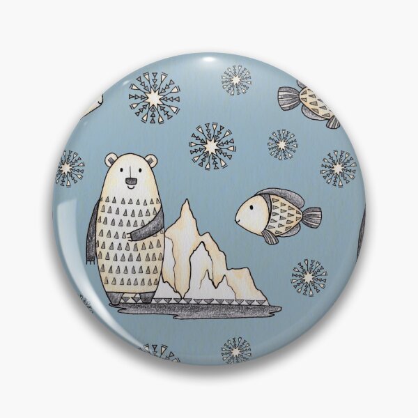 Item preview, Cute Polar Bear and fish hand drawn pattern on the blue background. designed and sold by NadyaSaen.