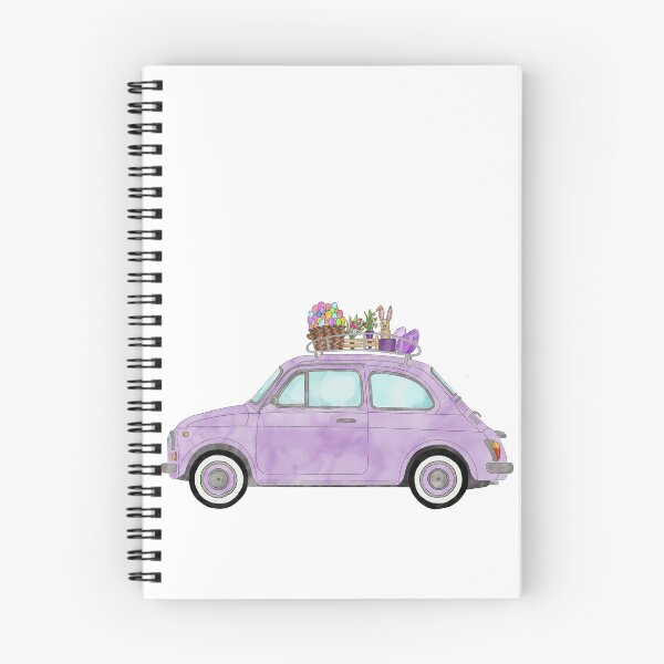 Item preview, Purple Retro Fiat 500 with Easter Bunny and Eggs designed and sold by portosabbia.