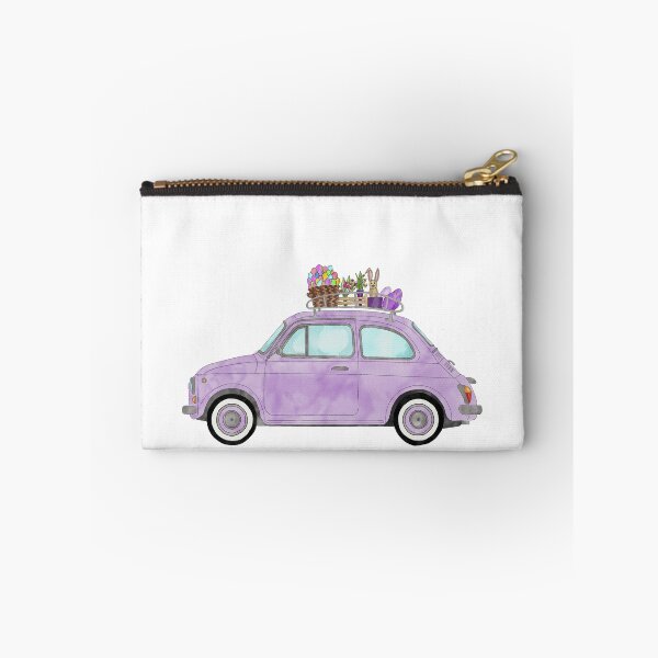 Item preview, Purple Retro Fiat 500 with Easter Bunny and Eggs designed and sold by portosabbia.