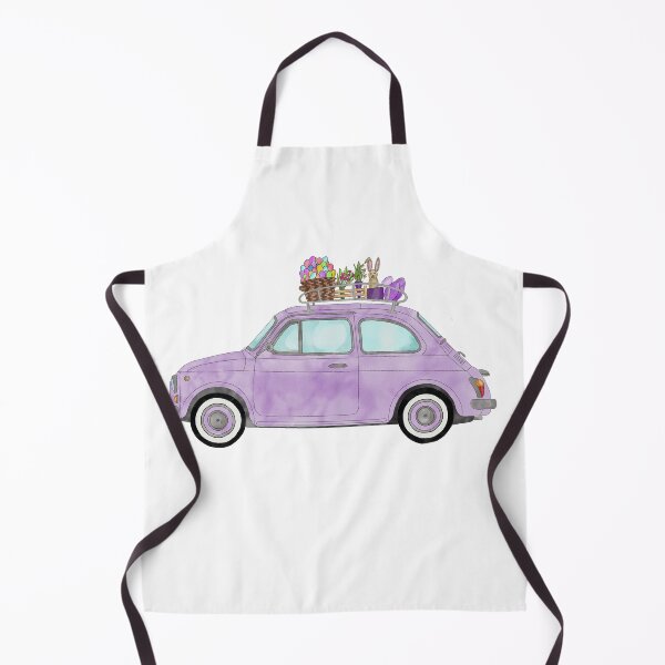 Item preview, Purple Retro Fiat 500 with Easter Bunny and Eggs designed and sold by portosabbia.