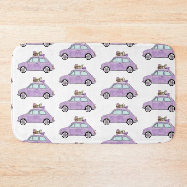 Item preview, Purple Retro Fiat 500 with Easter Bunny and Eggs designed and sold by portosabbia.