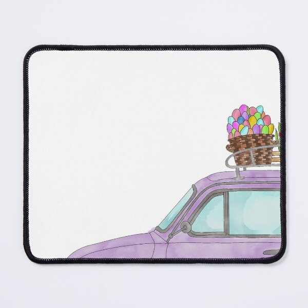 Item preview, Purple Retro Fiat 500 with Easter Bunny and Eggs designed and sold by portosabbia.
