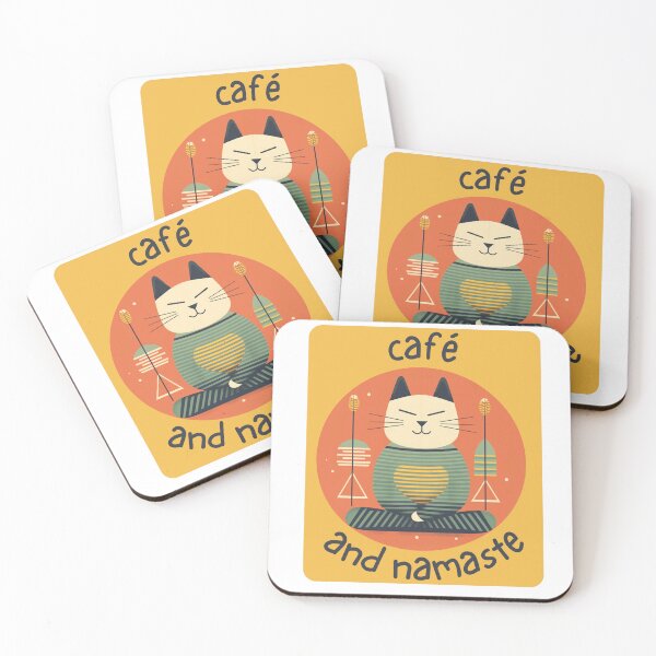 Item preview, Cafe and Namaste Meditating Yoga Cat designed and sold by gigibelldesigns.