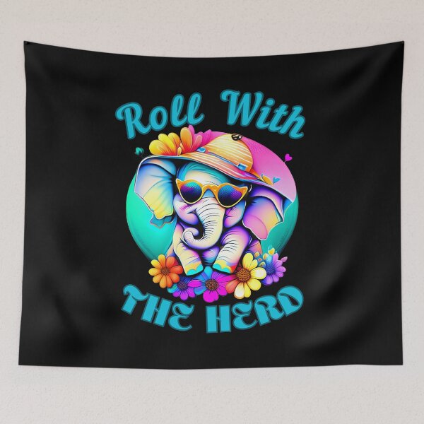 Item preview, Roll With The Herd. colorful elephant designed and sold by ElephantVibes.