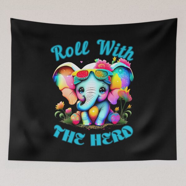 Item preview, Roll With The Herd. happy elephant designed and sold by ElephantVibes.