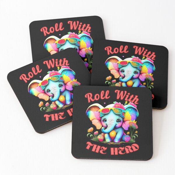 Item preview, Roll With The Herd. elephant saying designed and sold by ElephantVibes.