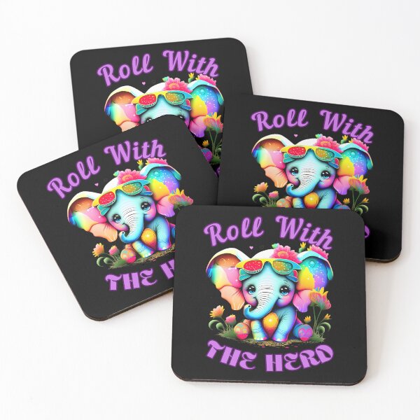 Item preview, Roll With The Herd elephant quote designed and sold by ElephantVibes.