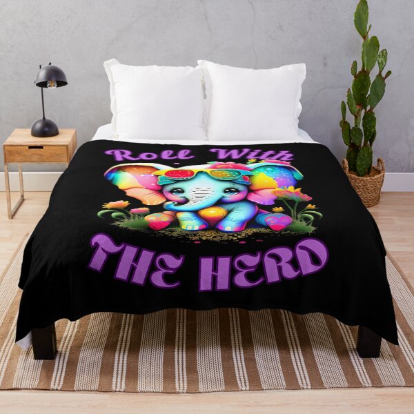 Item preview, Roll With The Herd elephant quote designed and sold by ElephantVibes.