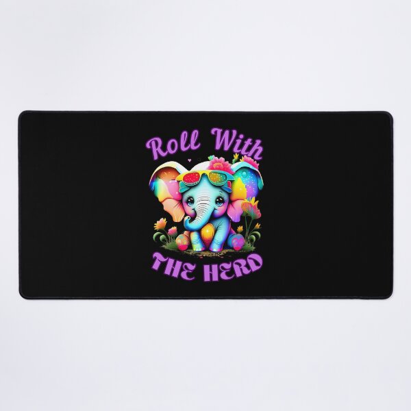 Item preview, Roll With The Herd elephant quote designed and sold by ElephantVibes.