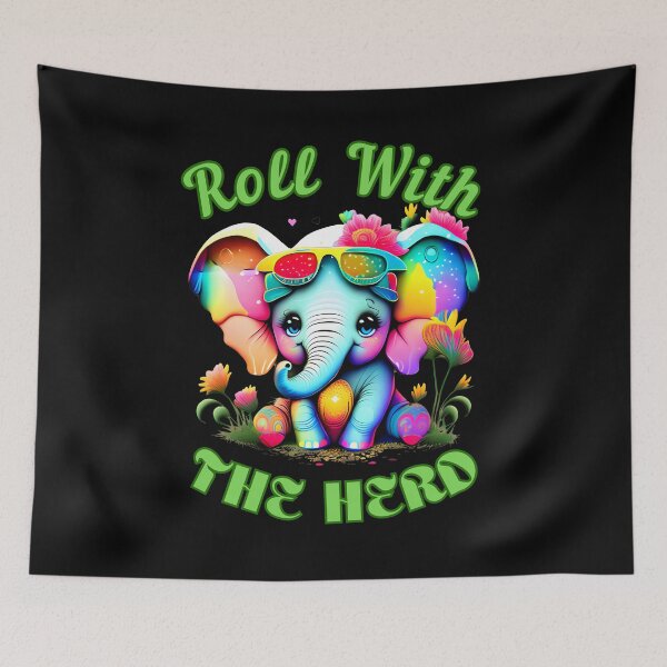 Item preview, Roll With The Herd Flower elephant designed and sold by ElephantVibes.
