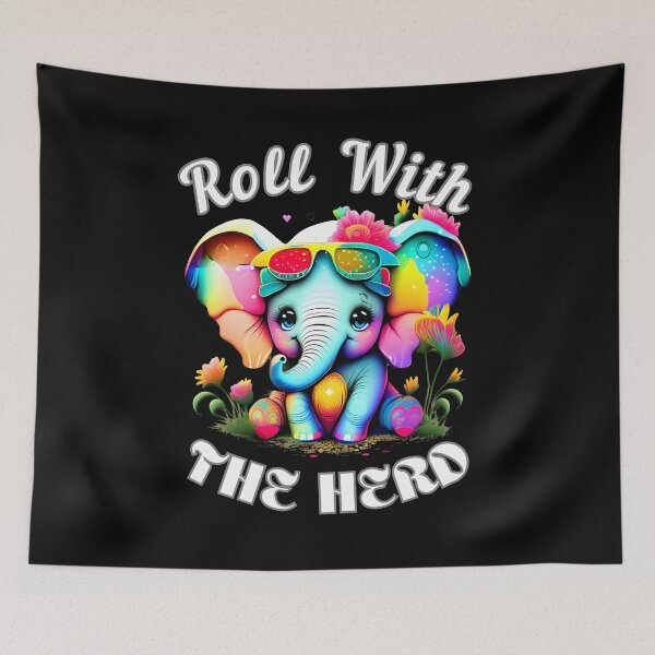 Item preview, Roll With The Herd. watercolor elephant designed and sold by ElephantVibes.
