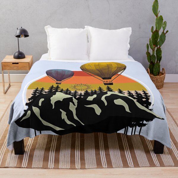 Item preview, Two Hot Air Balloons Over the Mountains - Vintage designed and sold by HausKatz.
