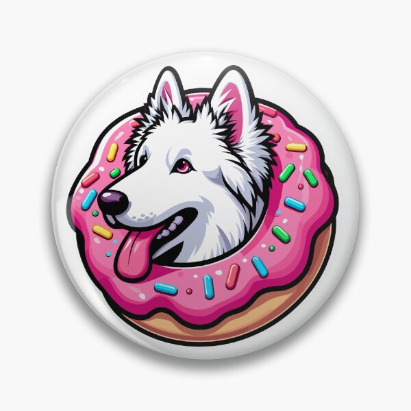 Item preview, White Swiss Shepherd Dog Cute Dog Kawaii Donut designed and sold by Elarex.