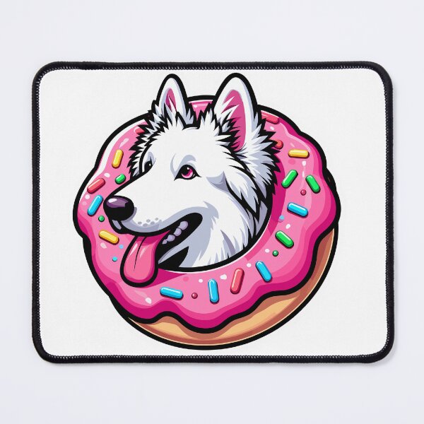 Item preview, White Swiss Shepherd Dog Cute Dog Kawaii Donut designed and sold by Elarex.