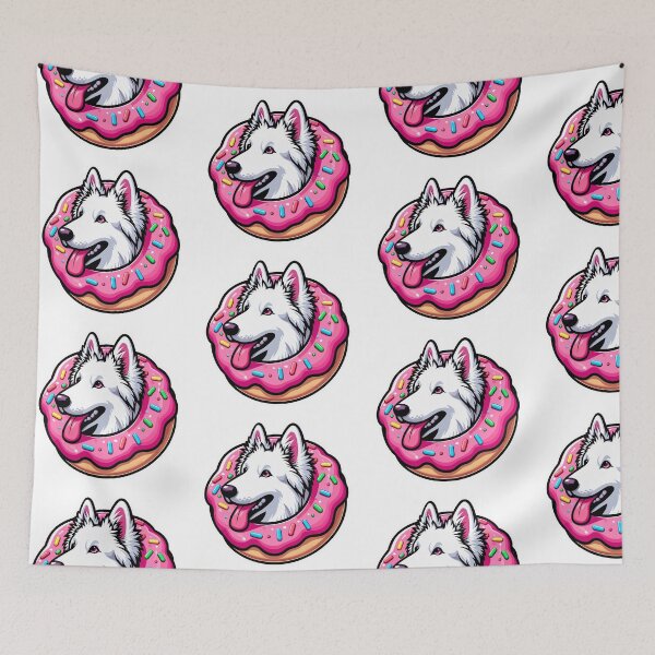 Item preview, White Swiss Shepherd Dog Cute Dog Kawaii Donut designed and sold by Elarex.