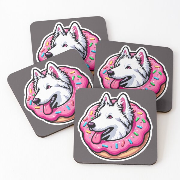 Item preview, White Swiss Shepherd Dog Cute Dog Kawaii Donut designed and sold by Elarex.