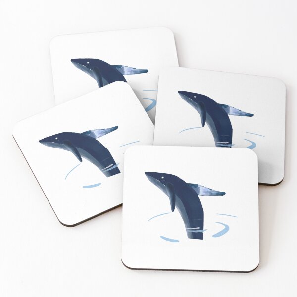 Item preview, Blue whale jump into water painting designed and sold by ostDezigns.