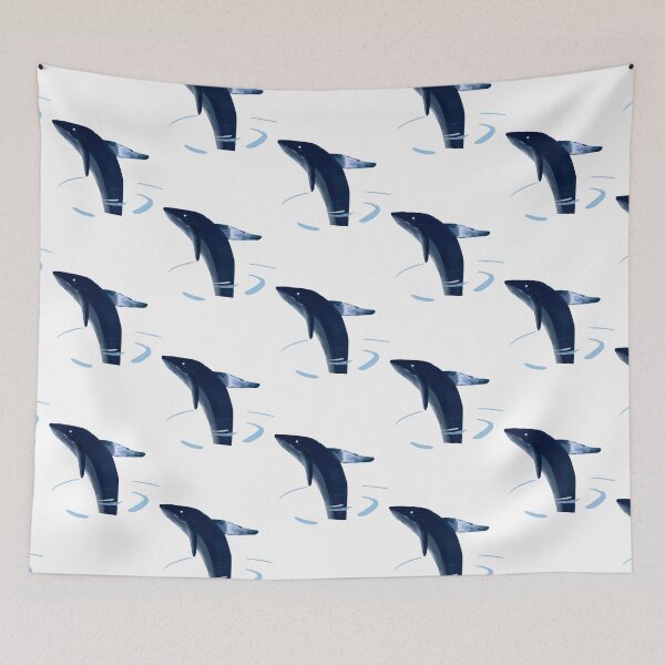 Item preview, Blue whale jump into water painting designed and sold by ostDezigns.