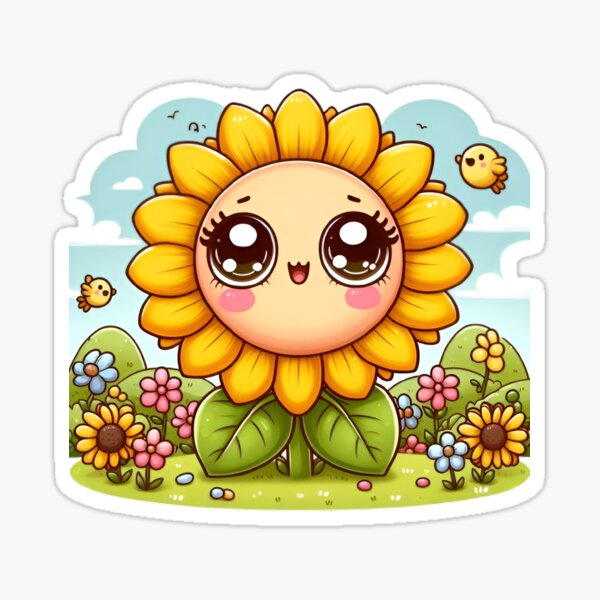 Bright Yellow Sunflower Illustration Sticker