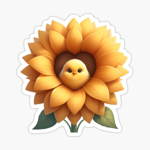 Bright Yellow Sunflower Illustration Sticker