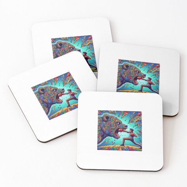 Item preview, 3 Psychedelic Man Fighting Bear designed and sold by juss22.