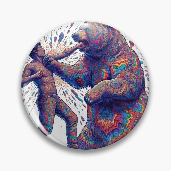 Item preview, 4 Psychedelic Man Fighting Bear designed and sold by juss22.