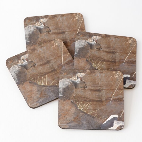 Item preview, A short-eared rock wallaby beside a sandstone cliff. designed and sold by EAnneH.
