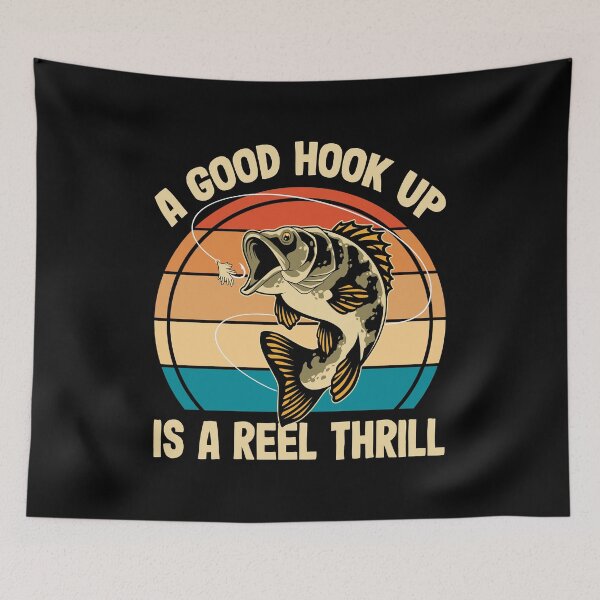 Item preview, A Good Hook Up Is A Reel Thrill Funny Fishing Lover Pun Vintage Fisherman Humor  designed and sold by Bad Kitty Designz.