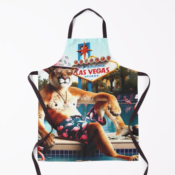 Item preview, Old Mountain Lion and Pink Flamingos Tanning Poolside in  Las Vegas designed and sold by HippieFarms11.