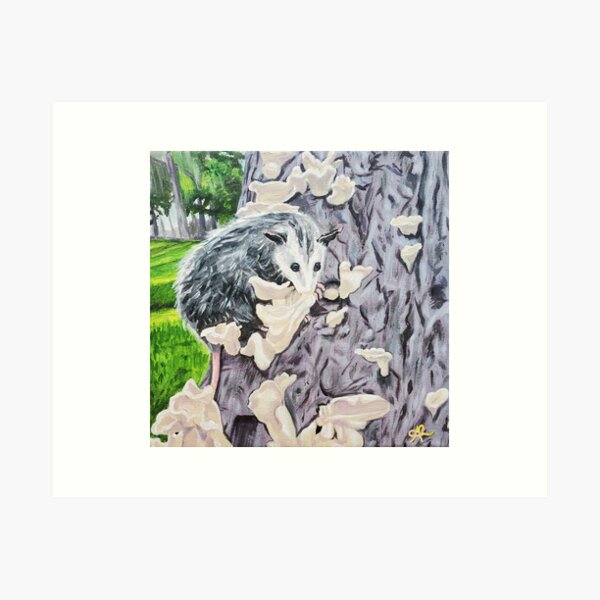 Item preview, Bashful, opossum painting designed and sold by Joyful Chaos Art.