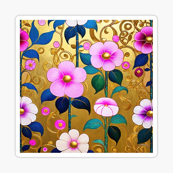 Aperçu de l'œuvre Fleurs roses de Gustav Klimt créée et vendue par maniacfitness.
