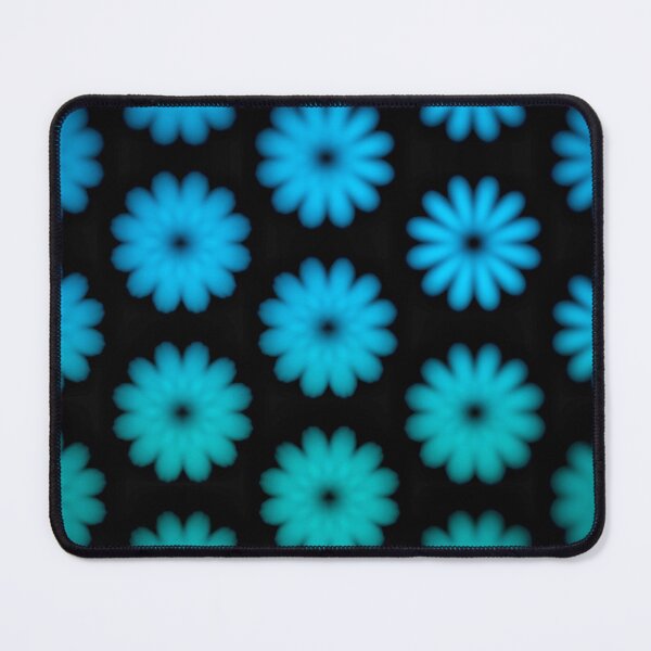 Item preview, Blue flower, gradient of golden degrade, blue neon floral on black background   designed and sold by pipikijung.