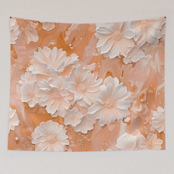 Item preview, Peach and white textured flower print designed and sold by dcrc.