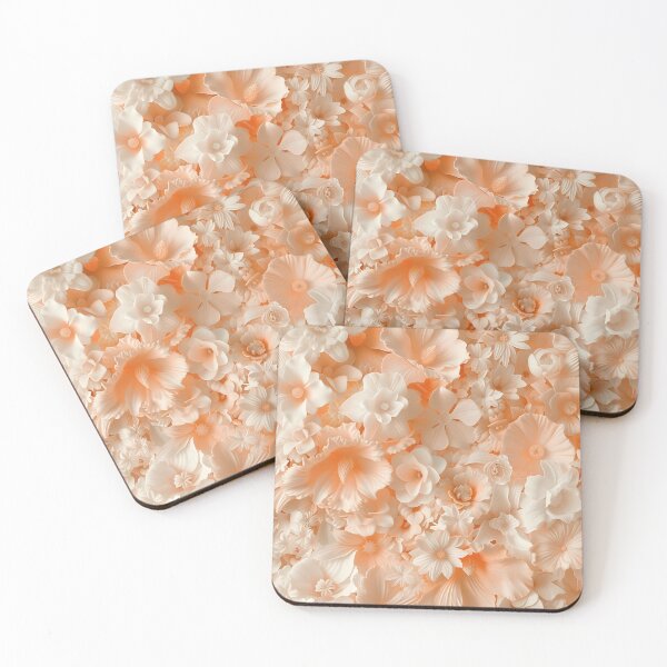 Item preview, peach and white textured flower print designed and sold by dcrc.
