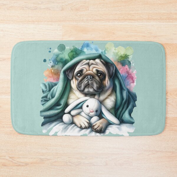 Item preview, Pug Hugging Stuffed Bunny designed and sold by critterpatchusa.