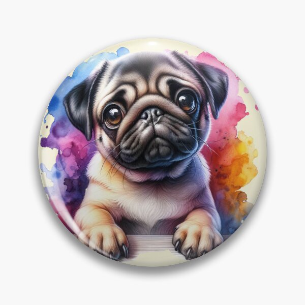 Item preview, Pug Bright Watercolor Splash designed and sold by critterpatchusa.
