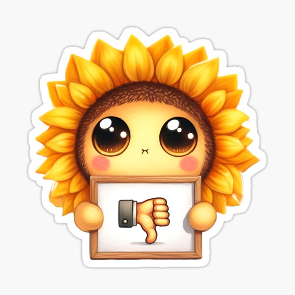 Thumbs Down Bright Yellow Sunflower Illustration Sticker