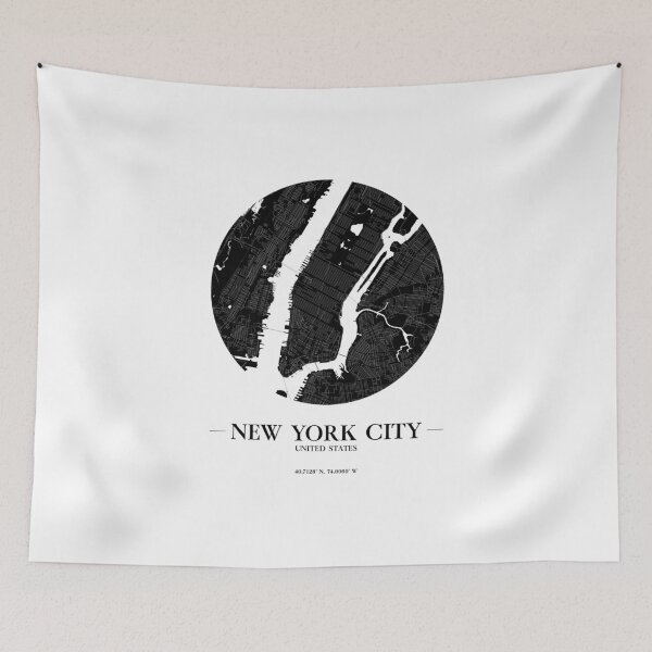 Item preview, Minimalist World Cities Map Monochrome - New York City designed and sold by GregInJapanShop.