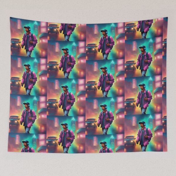 Item preview, Rapper with headphones night city designed and sold by Artbellachi.