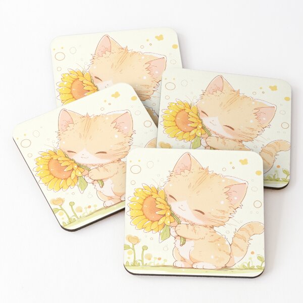 Item preview, kitten with sunflower designed and sold by fleurdesignart.