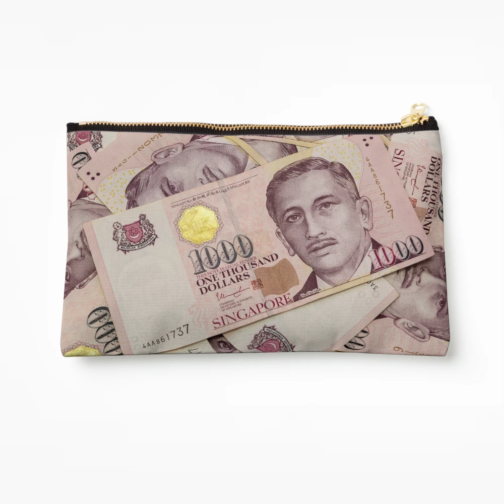 Singapore currency one thousand dollars bill notes closeup macro  background