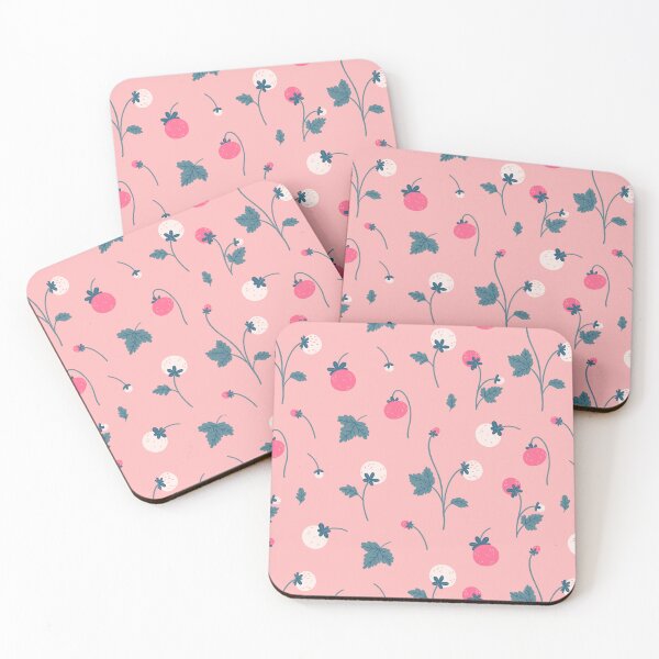 Item preview, strawberries growing in the garden in pink colors designed and sold by burbura.