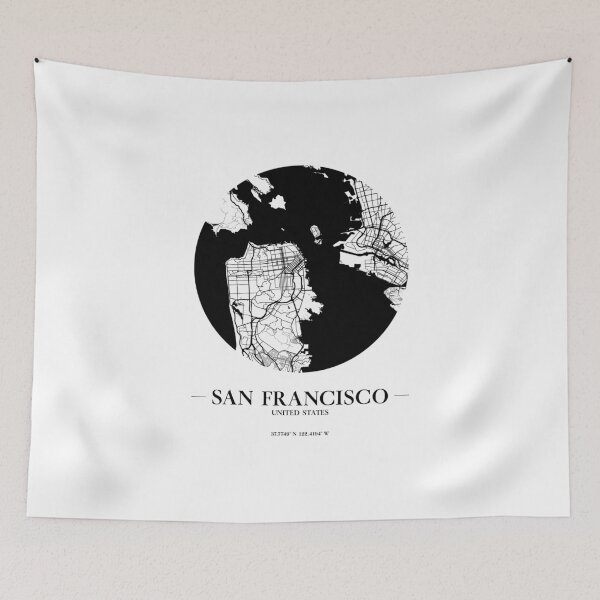 Item preview, Minimalist World Cities Map Monochrome - San Francisco City designed and sold by GregInJapanShop.