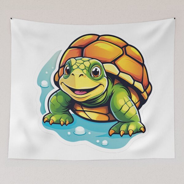 Item preview, Friendly turtle swims in blue waters designed and sold by Ink-Kreativ.