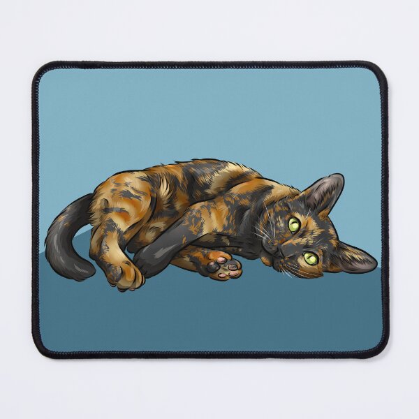 Item preview, Cute Tortoiseshell Cat | Blue Background designed and sold by shirinsart.